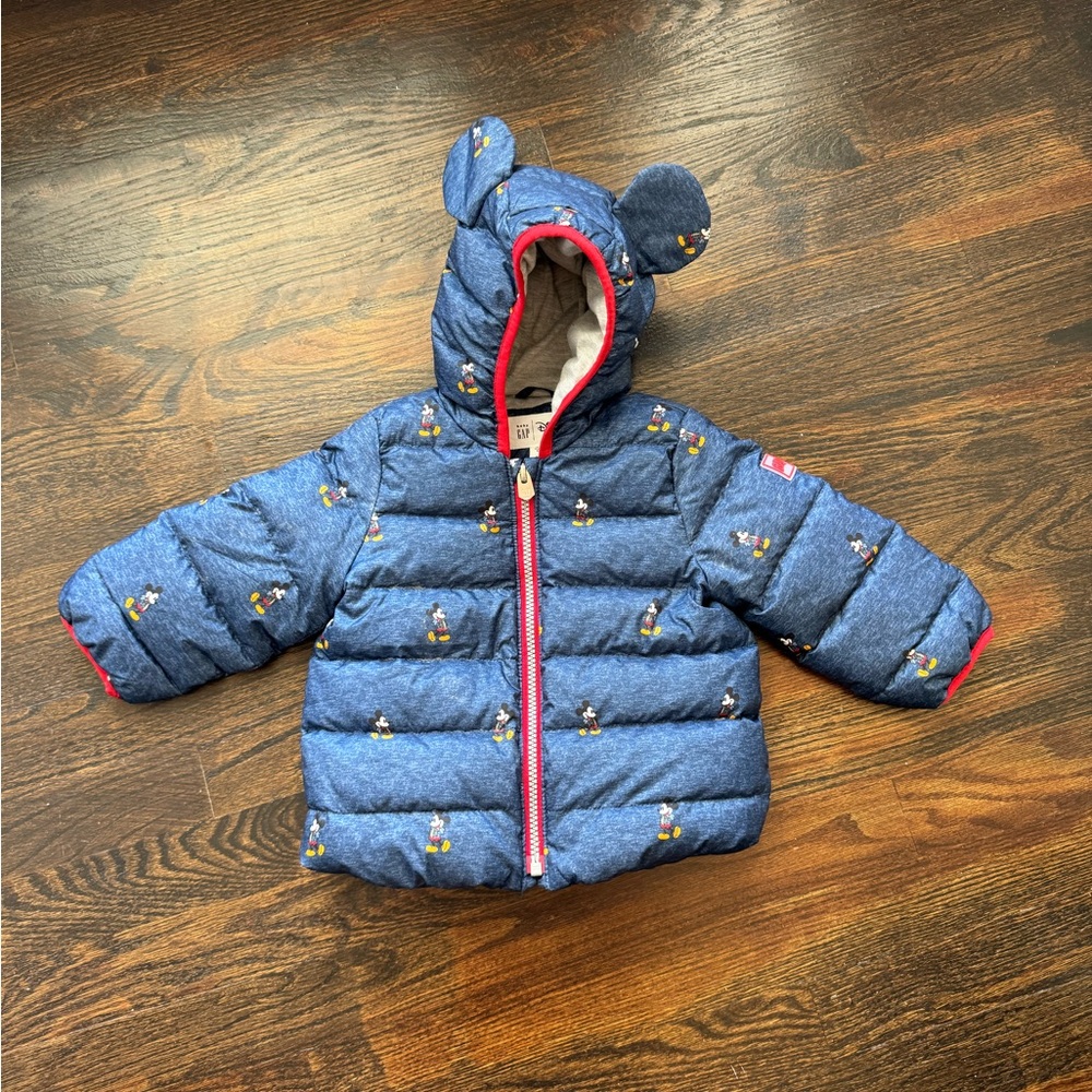 GAP Mickey Mouse Blue and Red Hooded Jacket NWOT Size 18-24 Months